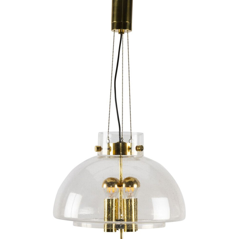 Gold vintage pendant lamp for Limburg Glashütte