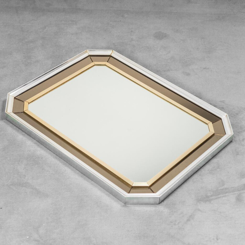 Vintage wall mirror in glass and metal, 1970s