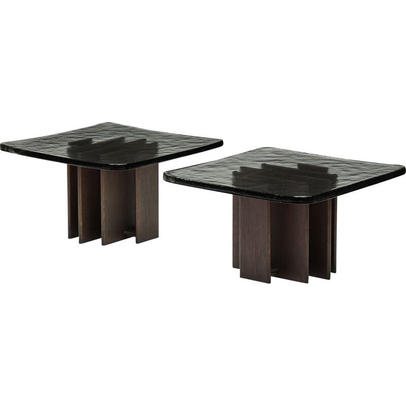 Pair of vintage architectural coffee tables, Belgium 1970s
