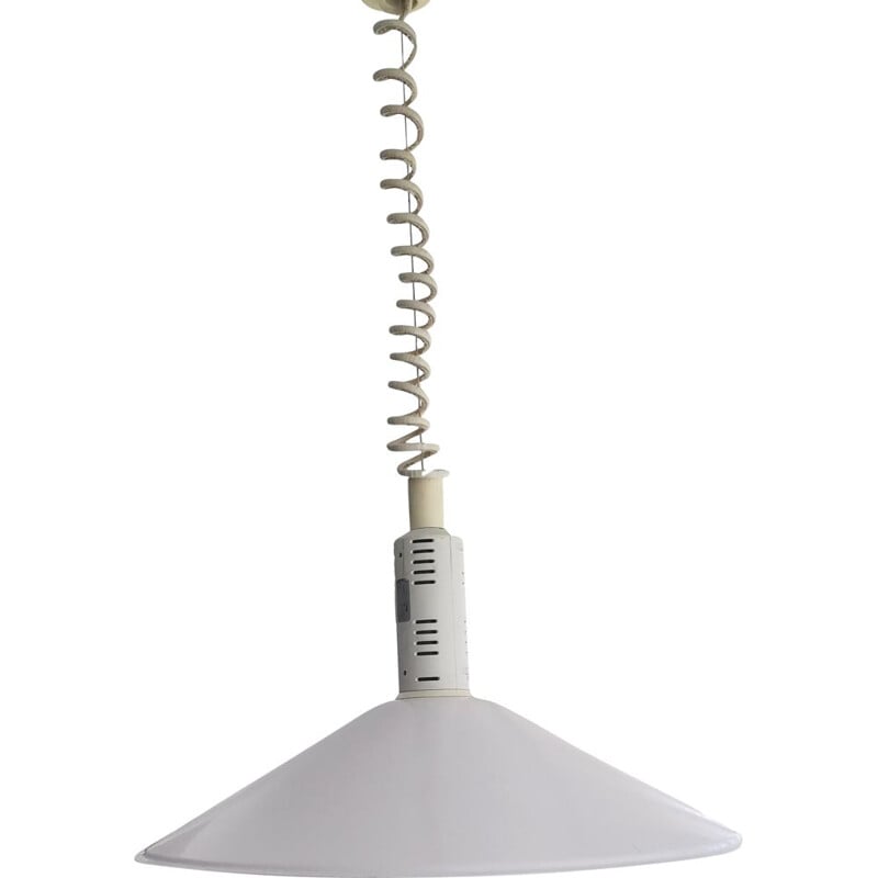 Vintage white Scandinavian extendable pendant lamp, 1970s