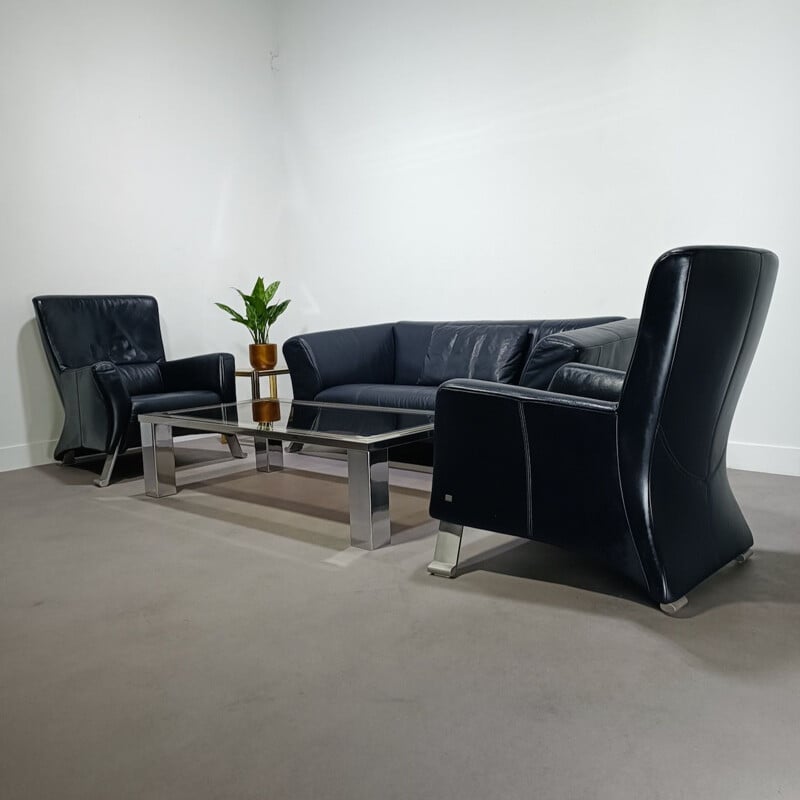 Vintage 322 leather living room set by Anita Schmidt for Rolf Benz, 1980s