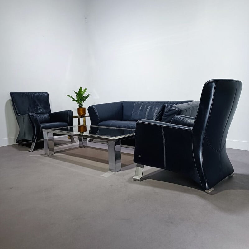 Vintage 322 leather living room set by Anita Schmidt for Rolf Benz, 1980s