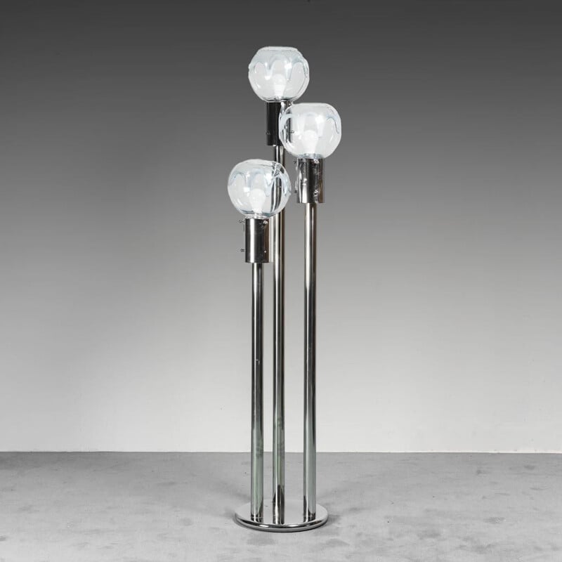 Vintage glass floor lamp with 3 lights by Toni Zuccheri, 1970s