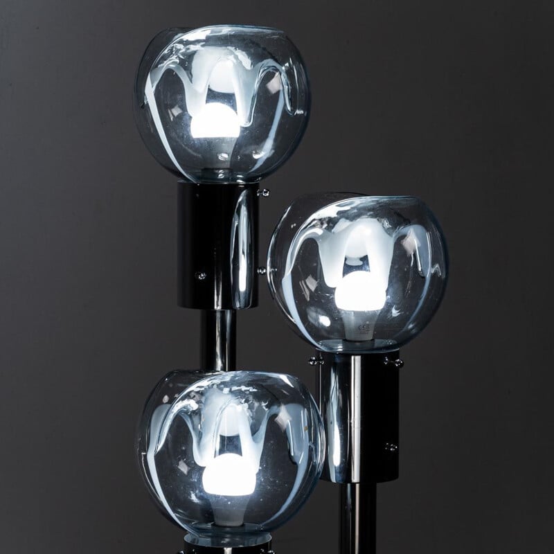 Vintage glass floor lamp with 3 lights by Toni Zuccheri, 1970s