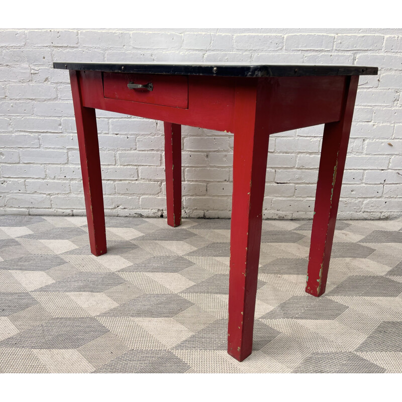 Vintage kitchen table with enamel top