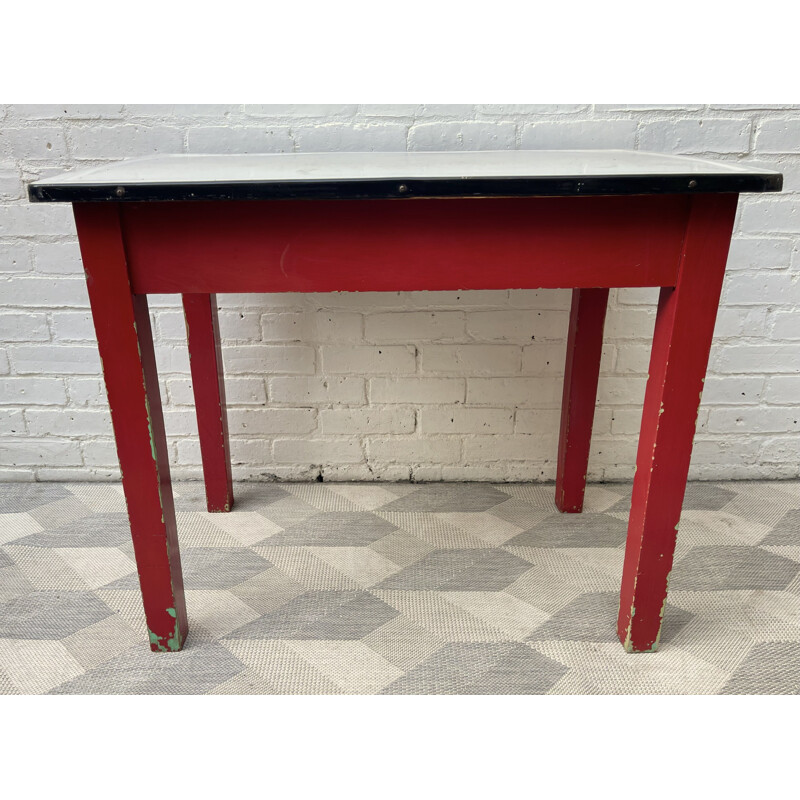 Vintage kitchen table with enamel top
