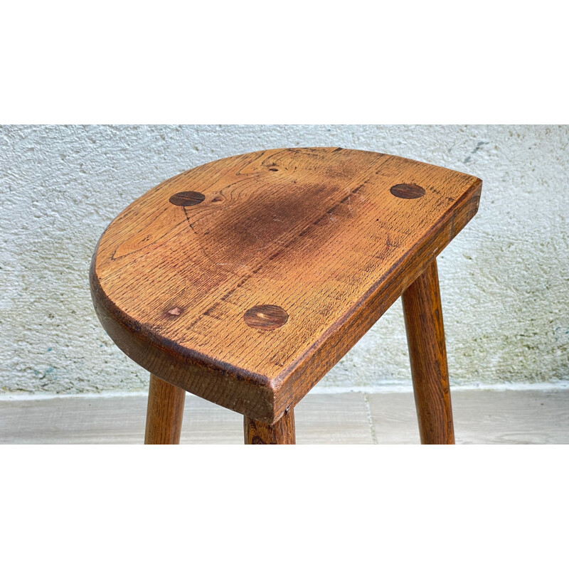 Vintage tripod stool in solid oakwood