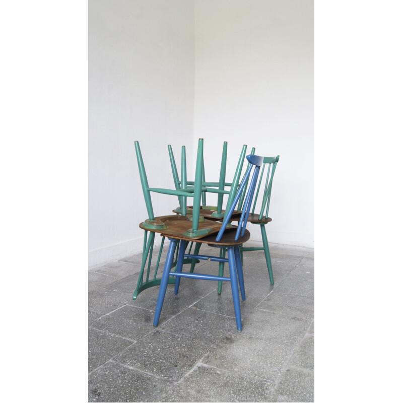 Set of 4 mid-century teak Fanett chairs by Ilmari Tapiovaara for Asko