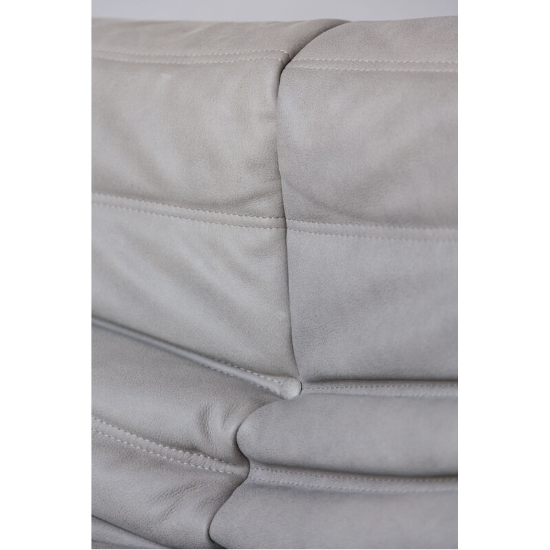 Vintage Togo grey leather armchair by Michel Ducaroy for Ligne Roset