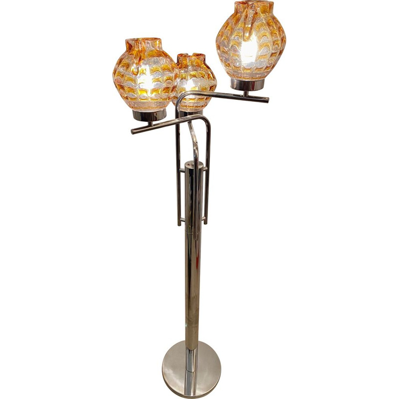 Vintage Mazzega floor lamp with 3 large Murano glass globes, 1970