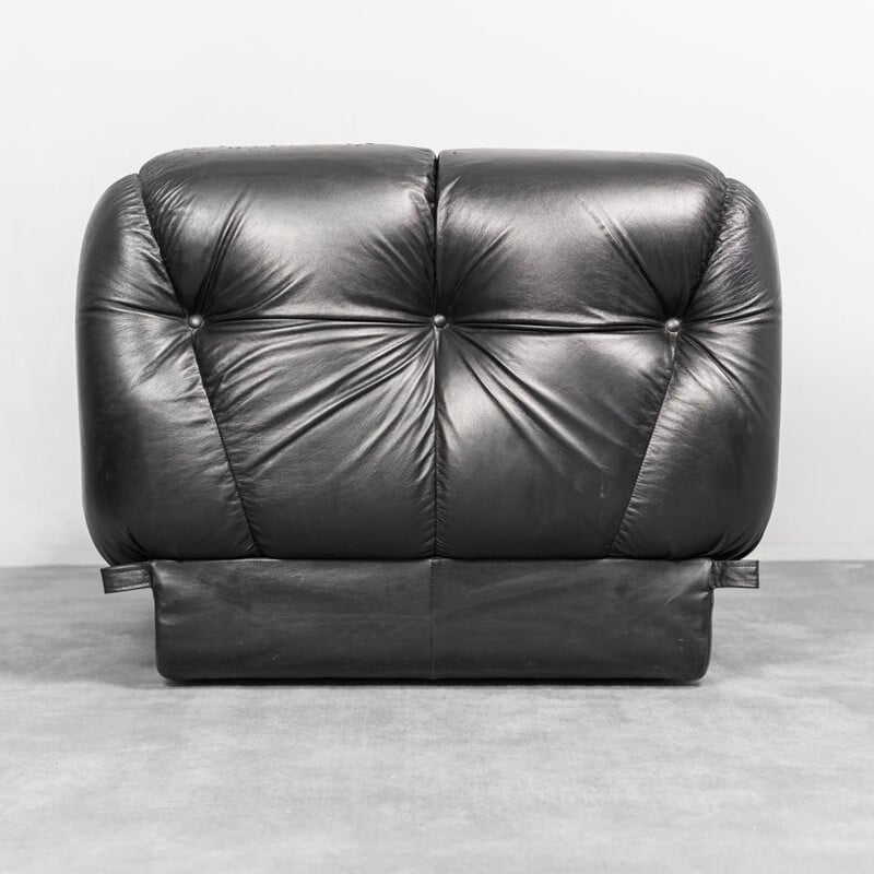 Vintage black leather living room set by Rino Maturi for Mimo, 1970s
