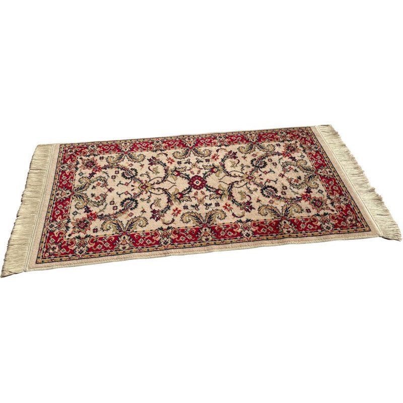 Vintage Persian rug in beige wool and cotton