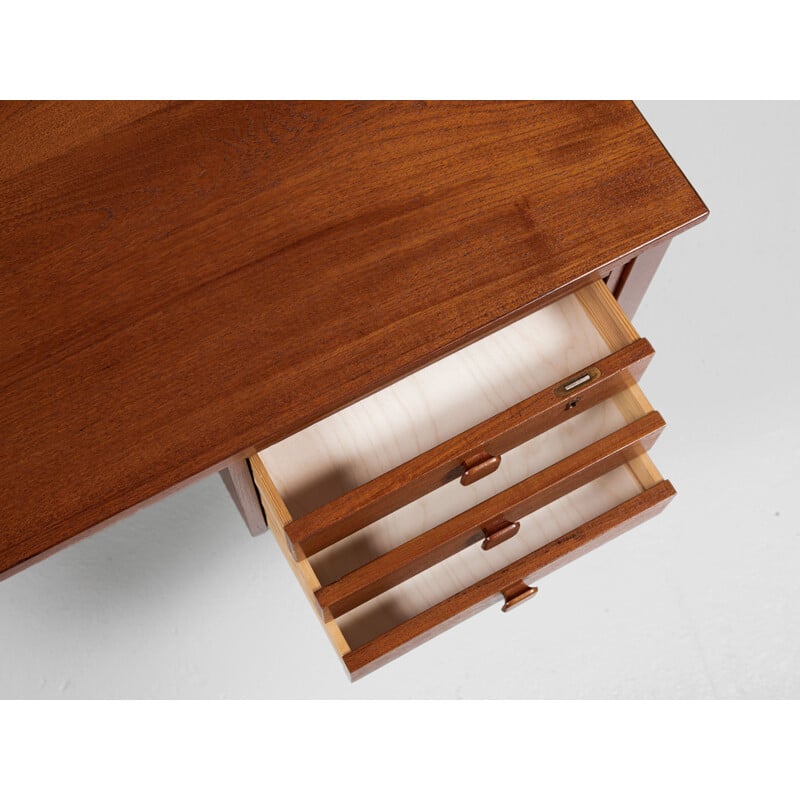 Mid century compact Danish desk in teak with 2x3 drawers, 1960s