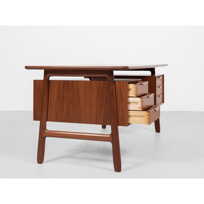 Mid century Danish model 75 desk in teak by Omann Jun, 1960s