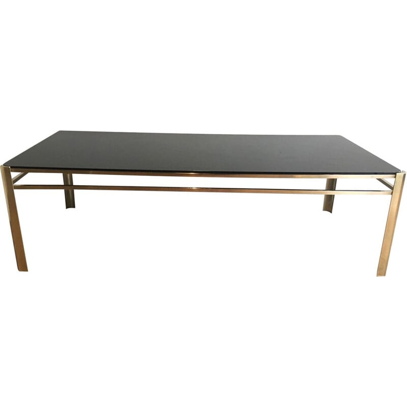 Vintage bronze and brass coffee table by Jacques Quinet, 1970