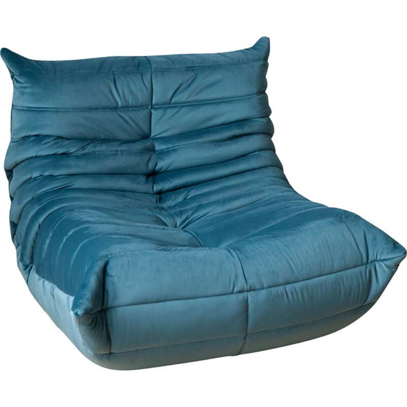 Vintage sea blue armchair Togo by Michel Ducaroy for Ligne Roset