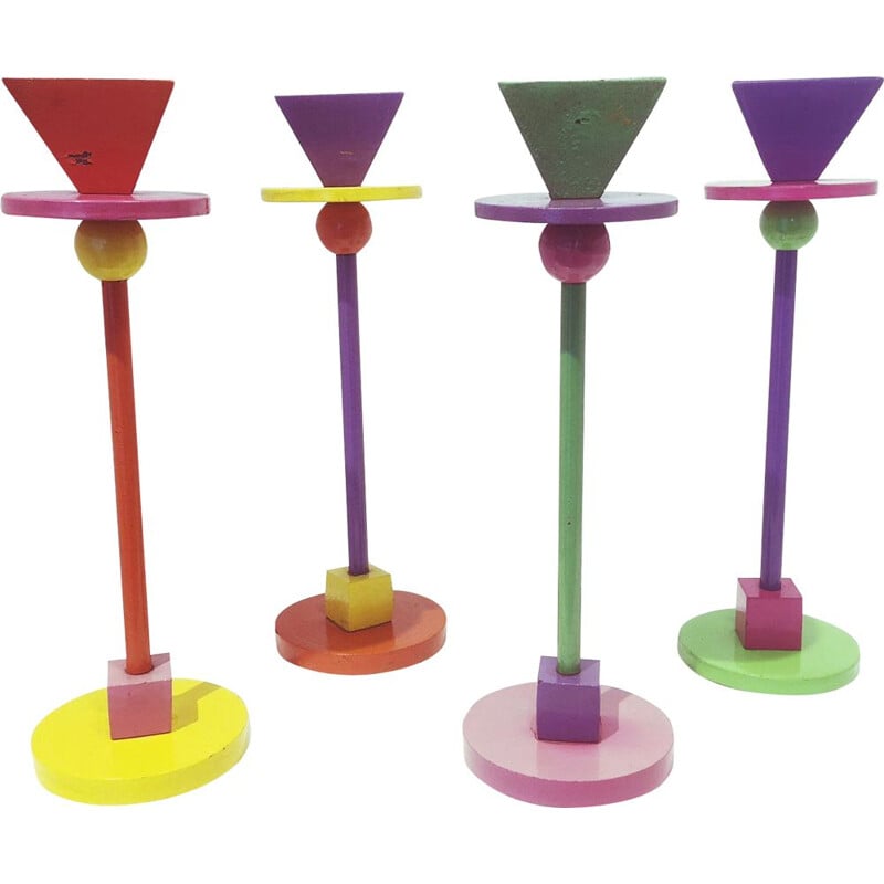 Set of 4 vintage Konfetti metal candlesticks by Anna Efverlund for Ikea, 1990s
