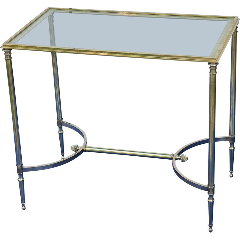 Vintage brass and glass side table