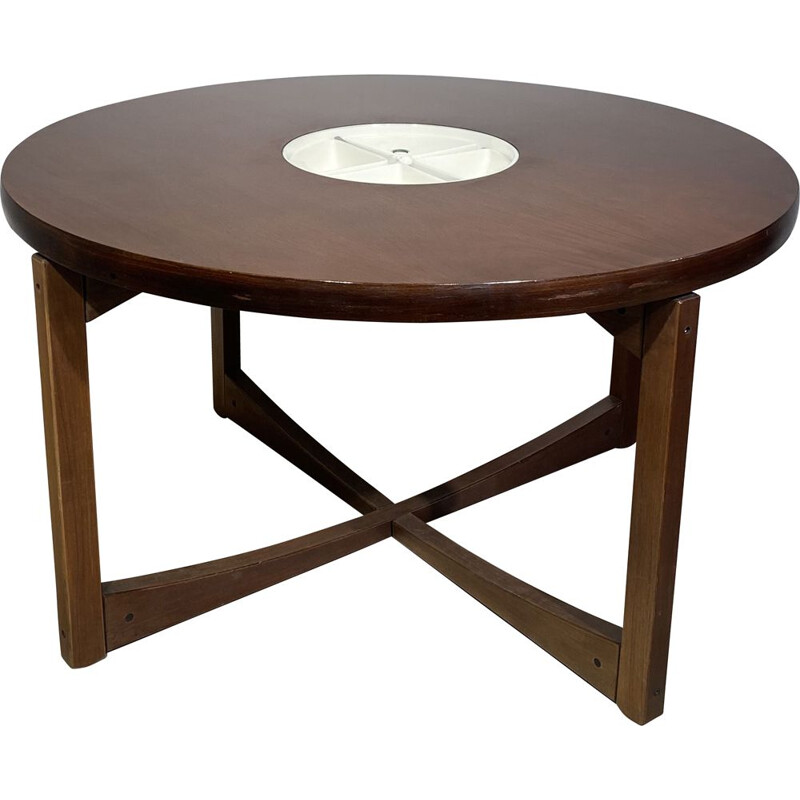 Vintage round table with central compartment