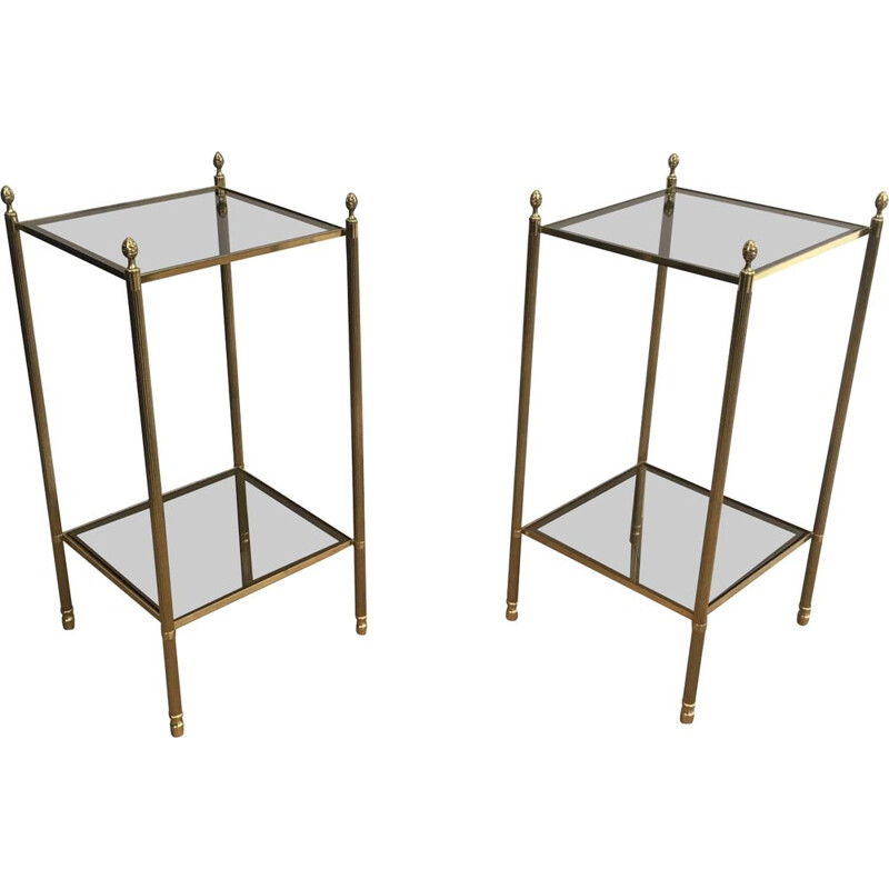 Pair of vintage brass side tables by Maison Jansen, France 1940