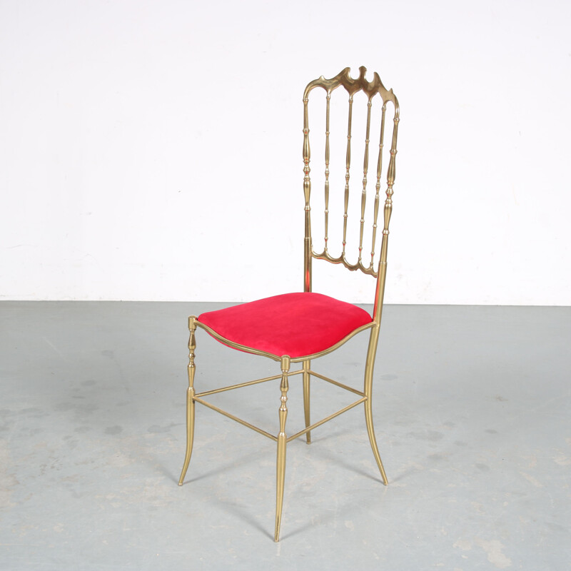 Vintage Chiavari dining chair in solid brass, Italy 1960s