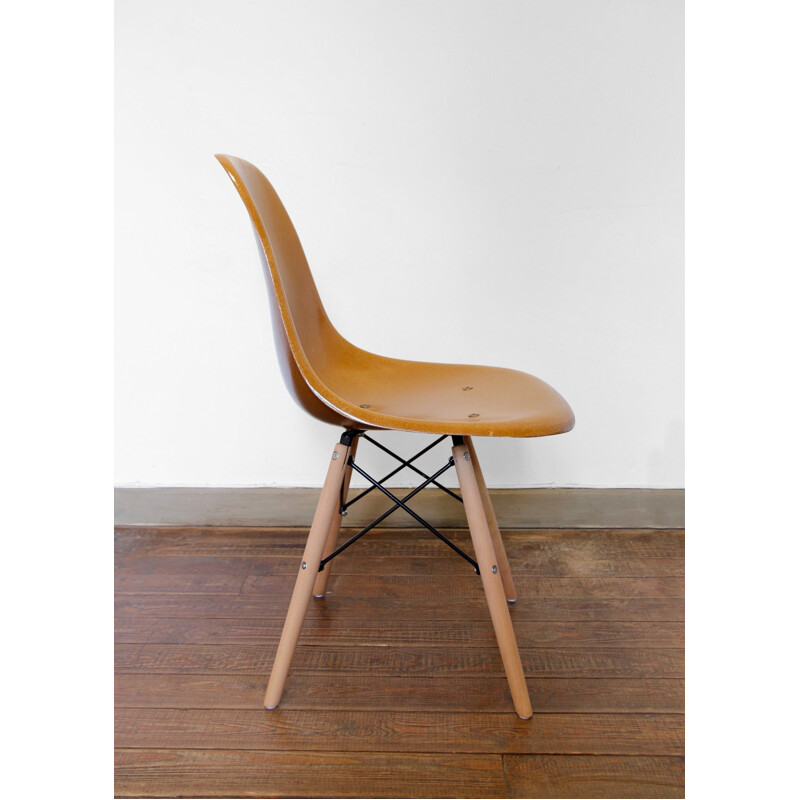 Vintage Dsw chair Ochre Dark by Charles and Ray Eames for Herman Miller, 1960s