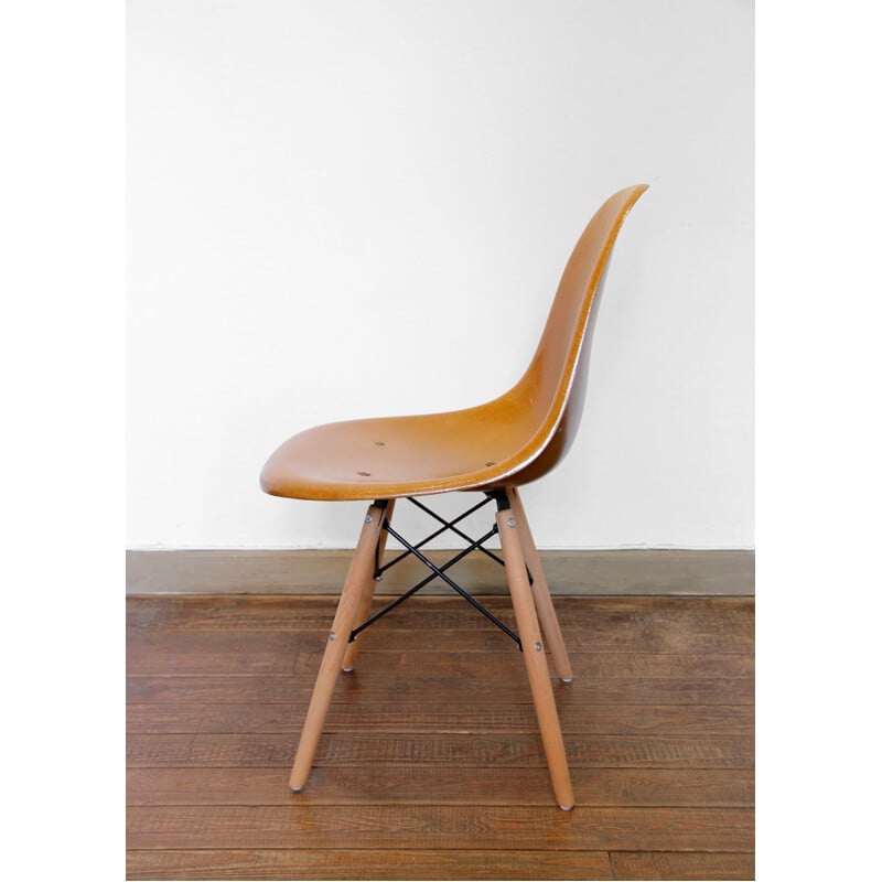 Vintage Dsw chair Ochre Dark by Charles and Ray Eames for Herman Miller, 1960s