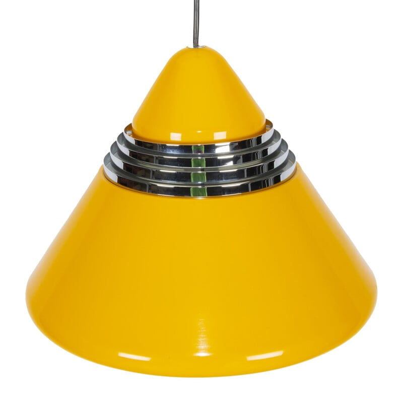 Vintage yellow cone pendant lamp by Kazuo Motozawa for Staff, 1970s