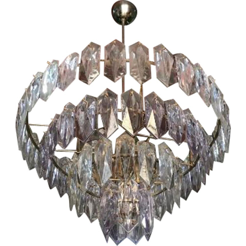 Vintage Kinkeldey glass and brass chandelier, 1970