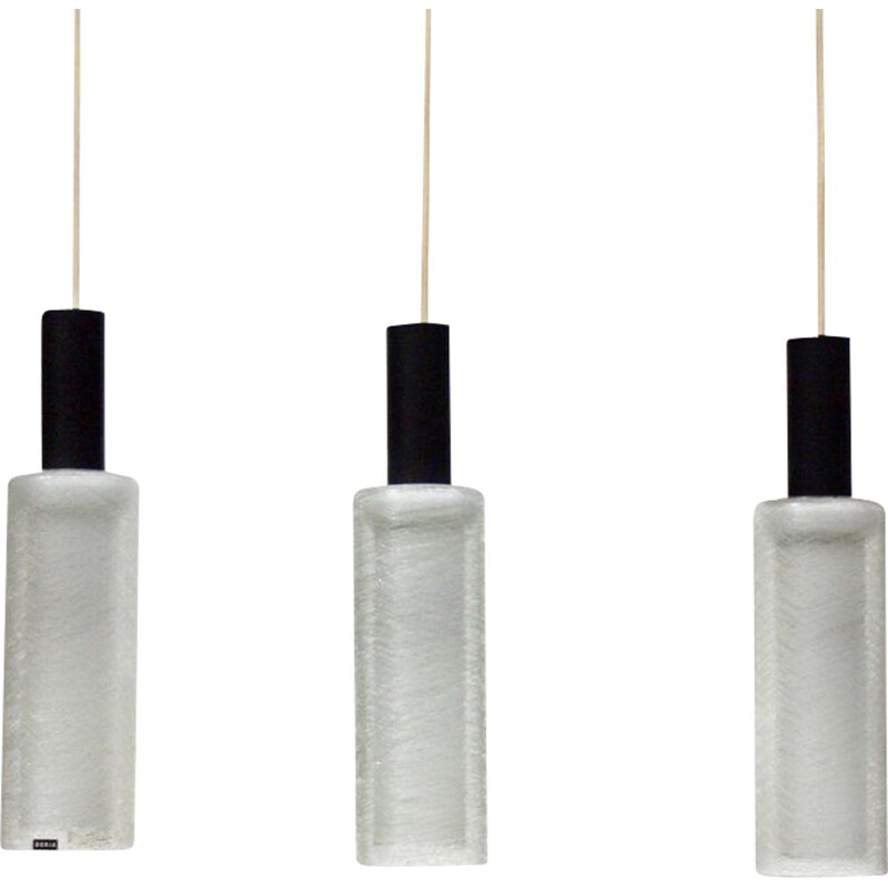 Set of 3 vintage pendant lamps by Doria