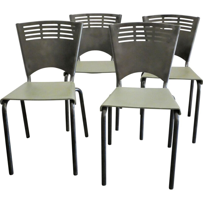 Set of 4 vintage metal chairs, 1960