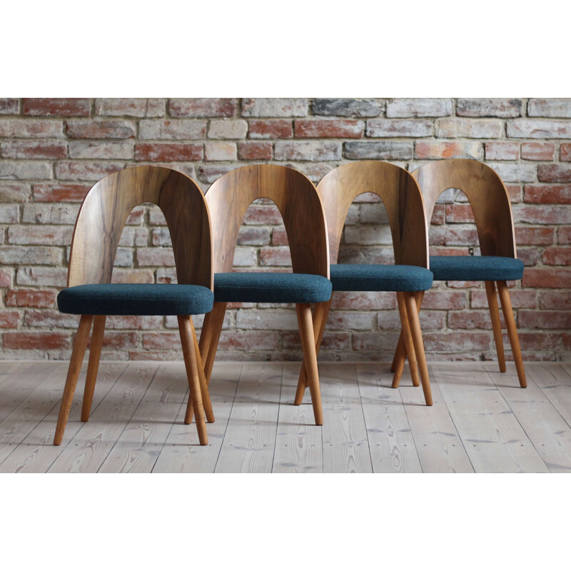 Set of 4 mid-century dining chairs in kvadrat fabric by Antonin Šuman