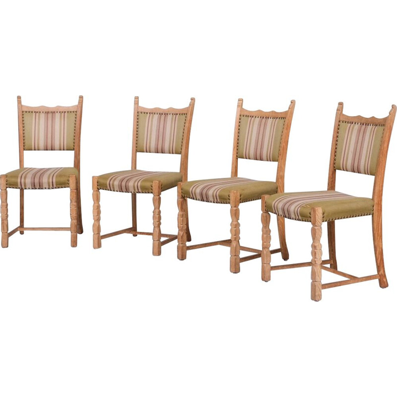 Set of 4 mid-century oakwood Danish dining chairs by Henning Kjaernulf, 1960s