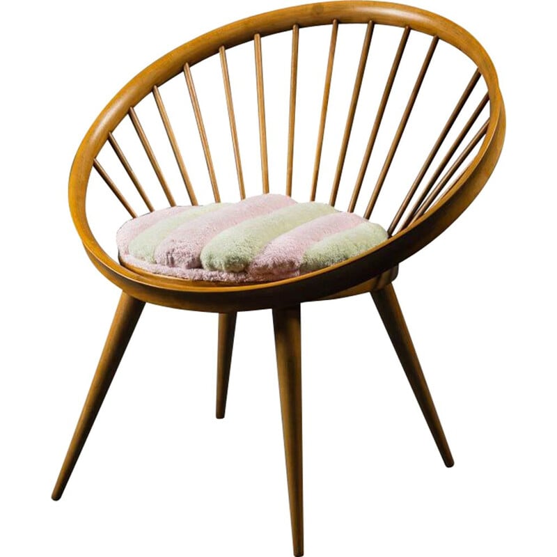 Vintage circular armchair in wooden structure, 1960s