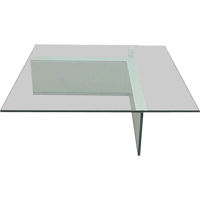 Vintage coffee table with tempered glass shelf, 1970s