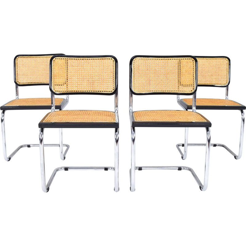 Set of 4 mid-century Italian B32 Cesca chairs by Marcel Breuer, 1970s