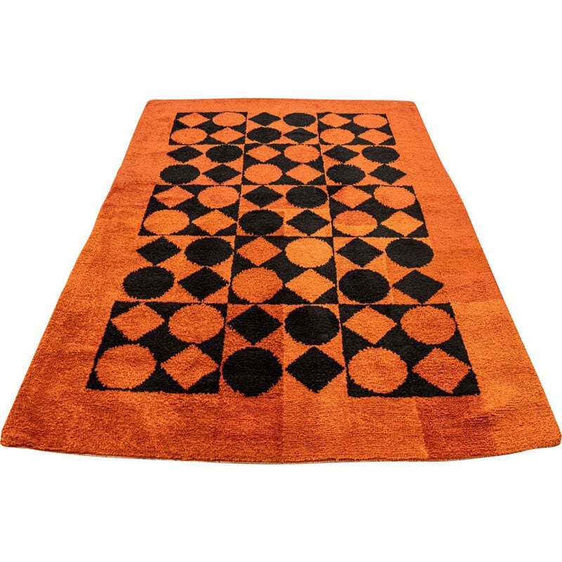 Vintage orange wool rug, Germany 1970s