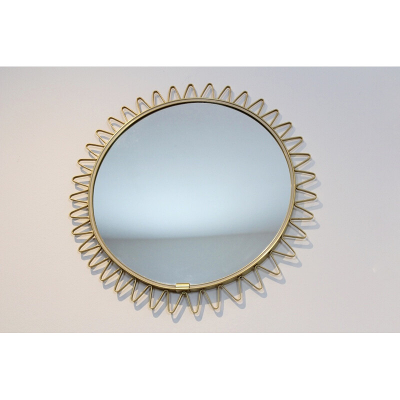 Mid century brass framed Sunburst mirror - 1960s