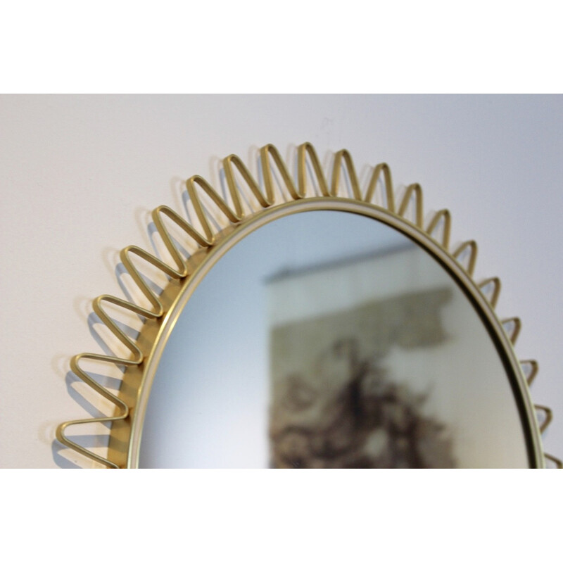 Mid century brass framed Sunburst mirror - 1960s