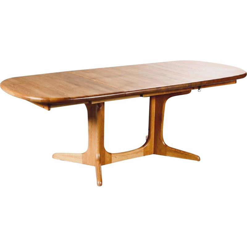 Scandinavian vintage solid oakwood table with extensions, 1960-1970