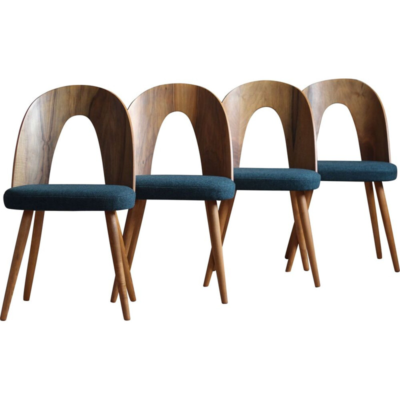 Set of 4 mid-century dining chairs in kvadrat fabric by Antonin Šuman
