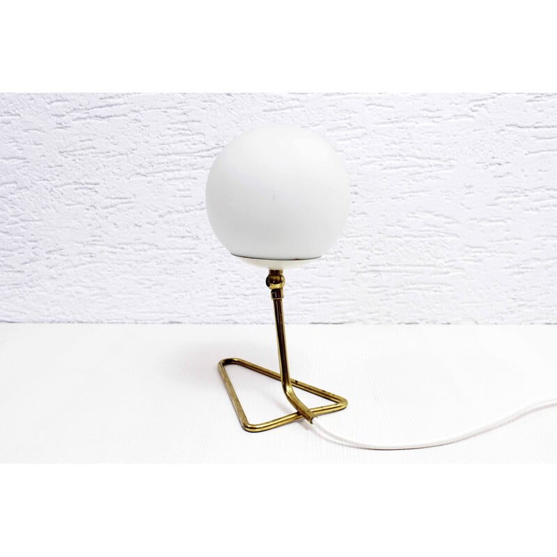 Vintage opaline and brass table lamp, 1970