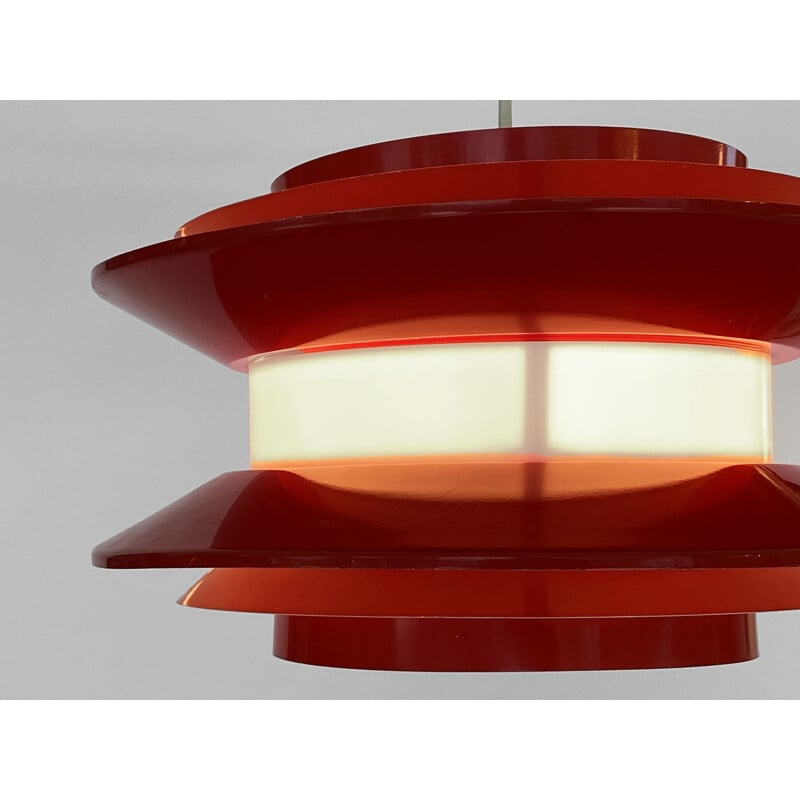 Vintage red pendant lamp "Trava" by Carl Thore for Granhaga Metallindustri, Sweden 1970s
