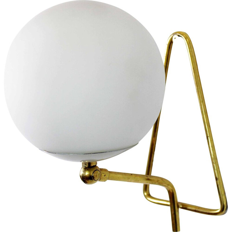Vintage opaline and brass table lamp, 1970