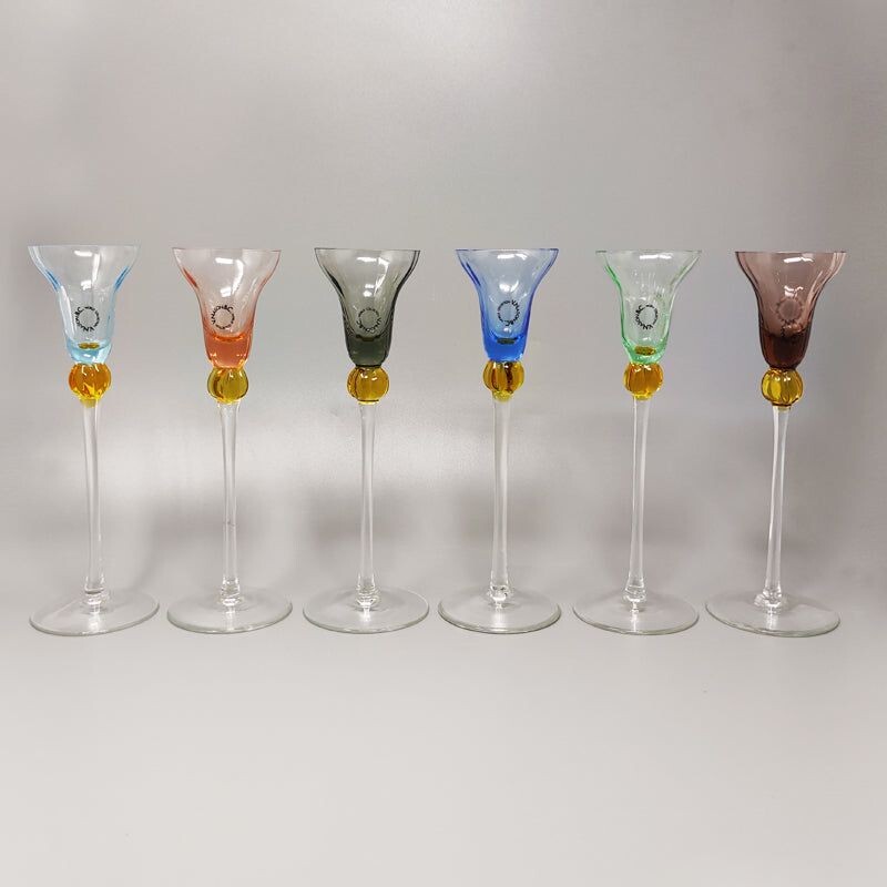 Set of 6 vintage Murano glasses by Nason, Italy 1970s
