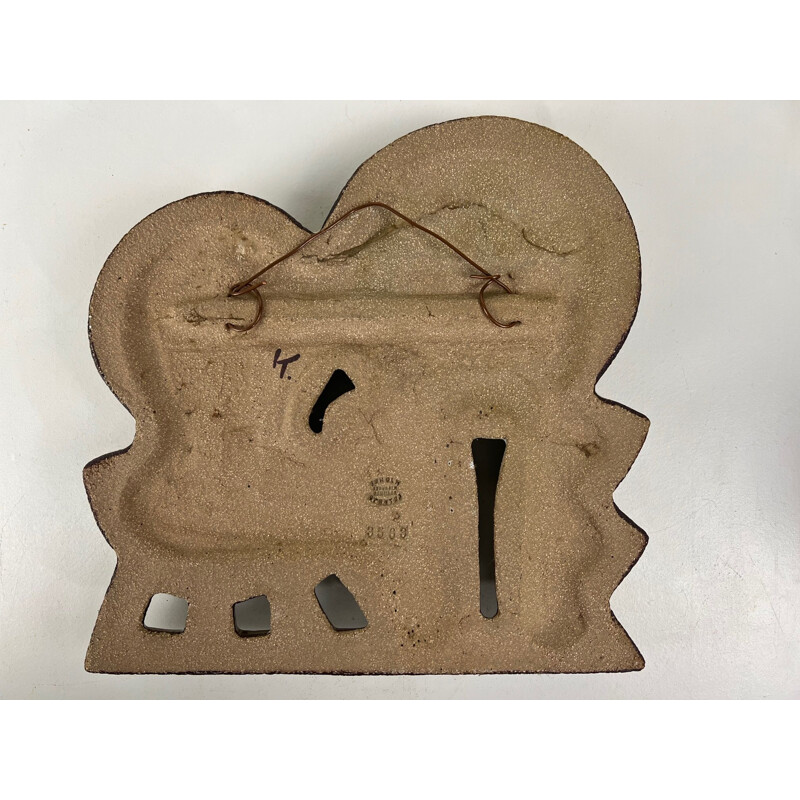 Vintage ceramic wall plaque by Noomi Backhausen for Søholm, Denmark 1960s