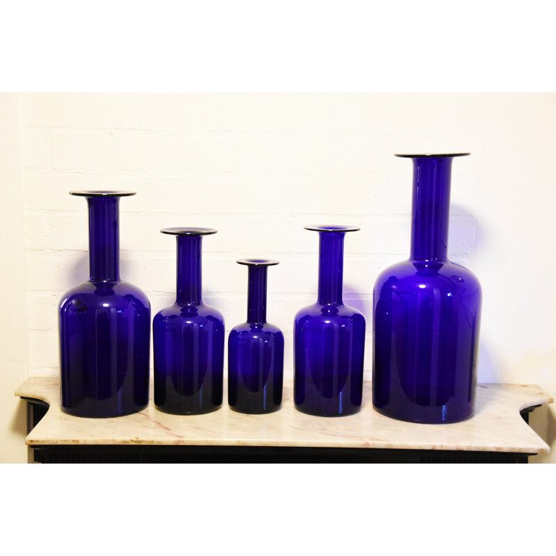 A set of 5 Holmegaard bottles - 1960s