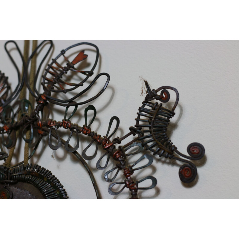 Vintage metal wall sculpture by M. Therieve