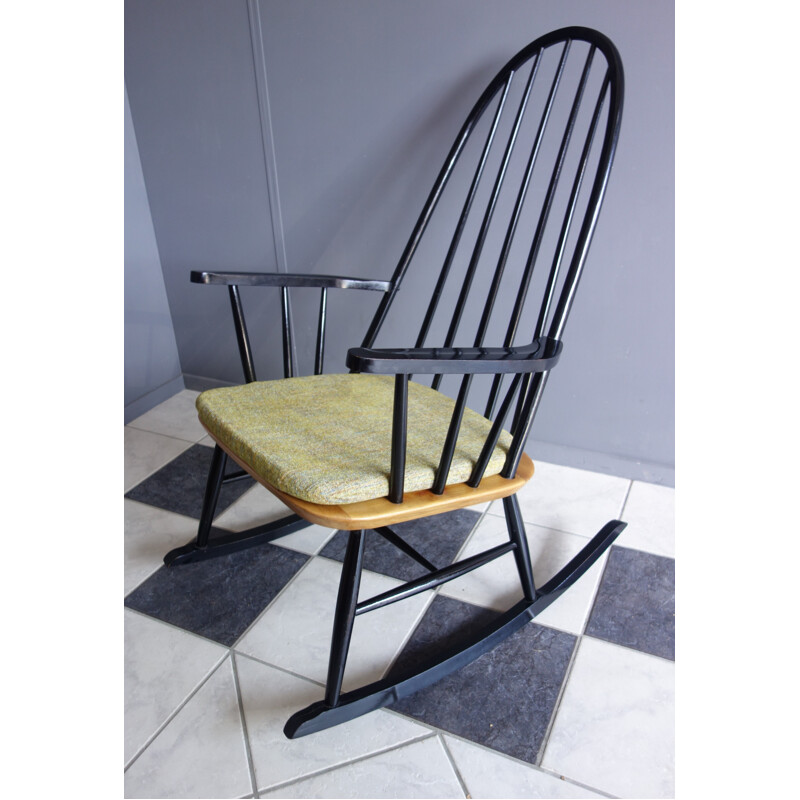 Vintage wood rocking chair by Ilmari Tapiovaara, 1950s