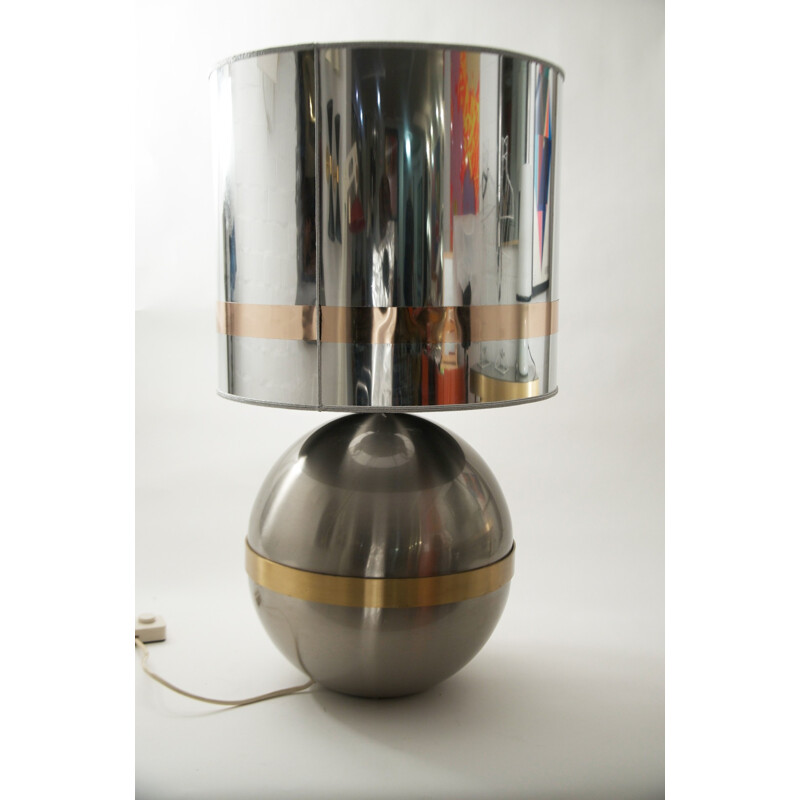 Table lamp in steel and brass, Gioffredo REGGIANI - 1970s